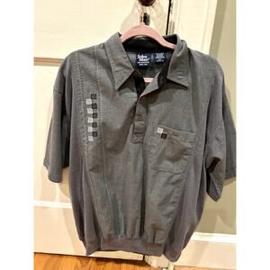 John Blair Gray Men's XL Pullover Shirt Black/White Detail Waistband Detail